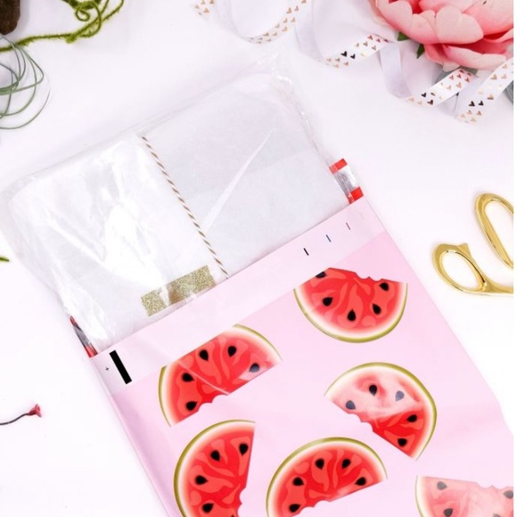 15 WATERMELON poly bags 10 x 13 - pink with red liner - Picture 2 of 4